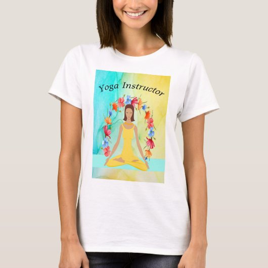 Yoga Instructor Tee Shirt Yellow Design (Voorkant)