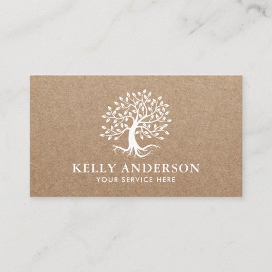 Yoga Instructor Tree of Life Rustic Kraft Visitekaartje (Voorkant)