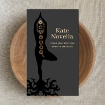 Yoga Instructor , Tree Pose , Gold Chakras Black