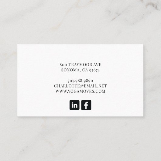 Yoga Instructor Tree Pose Visitekaartje (Achterkant)