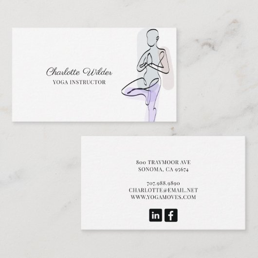 Yoga Instructor Tree Pose Visitekaartje (Voorkant / Achterkant)
