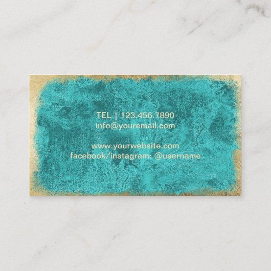 Yoga Instructor Turquoise Gold Tree Visitekaartje (Achterkant)