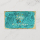 Yoga Instructor  Turquoise Gold Tree Visitekaartje (Voorkant)