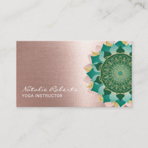 Yoga Instructor Turquoise Roos Gold Mandala Flower Visitekaartje