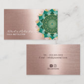 Yoga Instructor Turquoise Roos Gold Mandala Flower Visitekaartje (Voorkant / Achterkant)