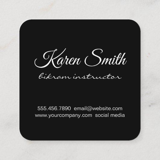 Yoga Instructor Vierkante Visitekaartje (Achterkant)