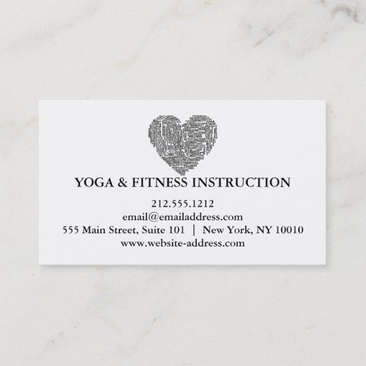 Yoga Instructor Visitekaartje (Achterkant)