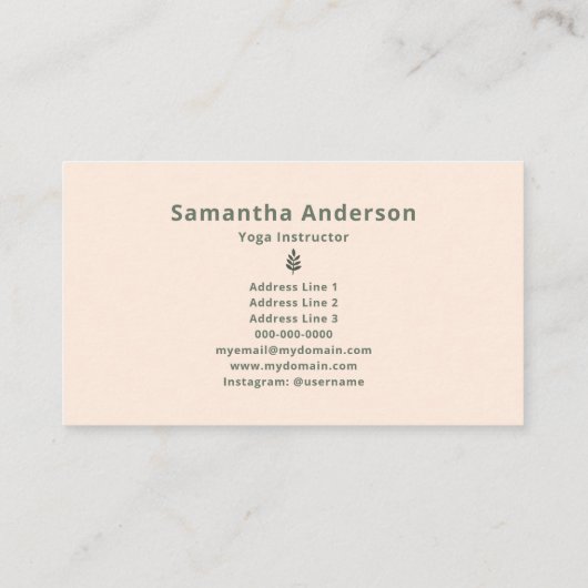 Yoga Instructor Visitekaartje (Achterkant)