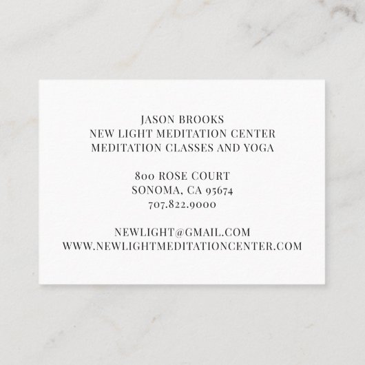 Yoga Instructor Visitekaartje (Achterkant)