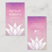 Yoga Instructor Waterverf Lotus Flower Therapist Visitekaartje (Voorkant / Achterkant)