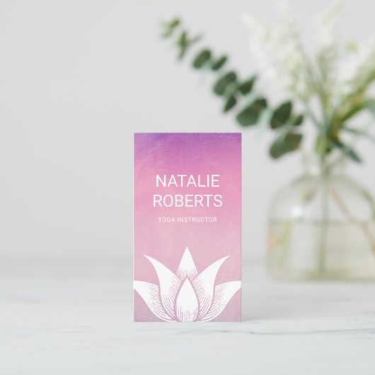 Yoga Instructor Waterverf Lotus Flower Therapist Visitekaartje (Staand voorkant)