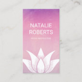 Yoga Instructor Waterverf Lotus Flower Therapist Visitekaartje (Voorkant)