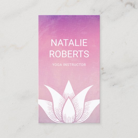 Yoga Instructor Waterverf Lotus Flower Therapist Visitekaartje (Voorkant)