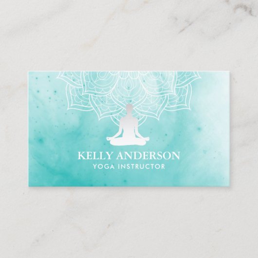 Yoga Instructor Waterverf Lotus Mandala Namaste Visitekaartje (Voorkant)