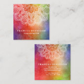Yoga Instructor Waterverf Mandala Vierkante Visitekaartje (Voorkant / Achterkant)