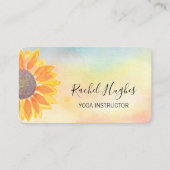 Yoga Instructor Waterverf Zonnebloem Visitekaartje (Voorkant)