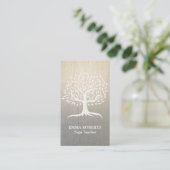 Yoga Instructor Wellness Tree Zen Linen Visitekaartje (Staand voorkant)