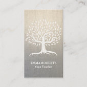 Yoga Instructor Wellness Tree Zen Linen Visitekaartje (Voorkant)