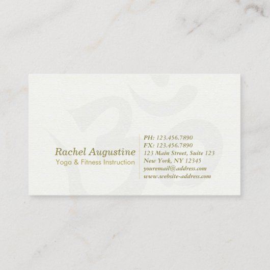 Yoga Instructor White Gold Meditation Pose ZEN OM Visitekaartje (Achterkant)