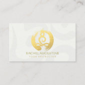 Yoga Instructor White Gold Meditation Pose ZEN OM Visitekaartje (Voorkant)