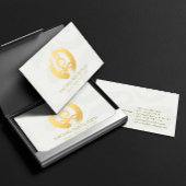 Yoga Instructor White Gold Meditation Pose ZEN OM Visitekaartje