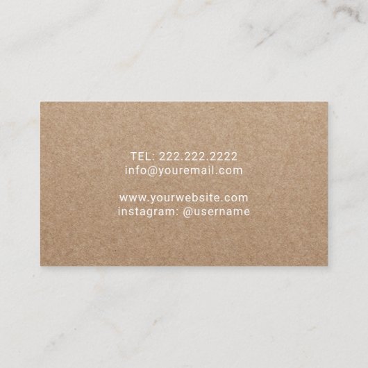 Yoga Instructor White Lotus Floral Rustic Kraft Visitekaartje (Achterkant)