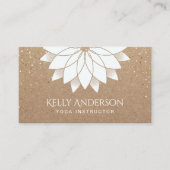 Yoga Instructor White Lotus Floral Rustic Kraft Visitekaartje (Voorkant)
