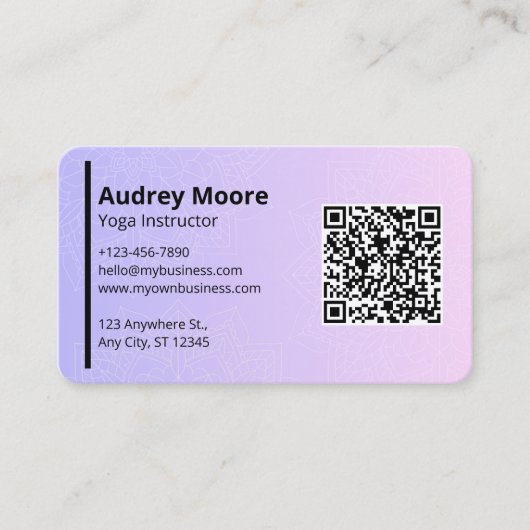 Yoga Instructor Yoga Studio QR-code Visitekaartje (Voorkant)