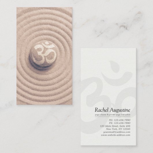 YOGA Instructor Zen OM-symbool Pebble op Uitgebrei Visitekaartje (Voorkant / Achterkant)