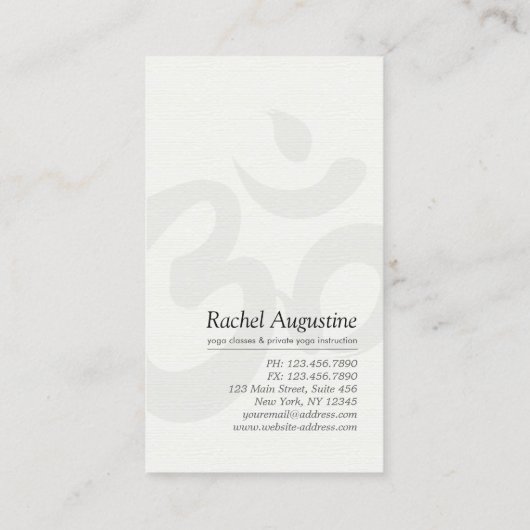 YOGA Instructor Zen OM-symbool Pebble op Uitgebrei Visitekaartje (Achterkant)