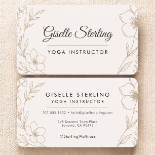 Yoga-instructrice bloemendesign visitekaartje
