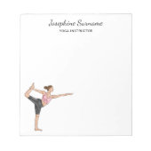 Yoga-instructrice Dancer Pose Docent Aangepaste na Notitieblok (Voorkant)