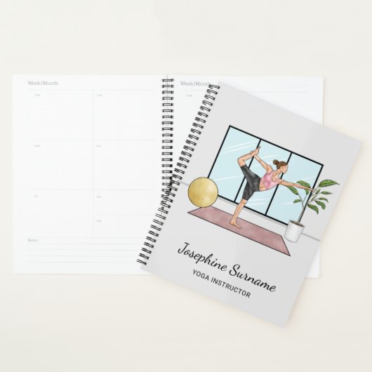Yoga-instructrice danseres pose leraar aangepaste planner (Display)