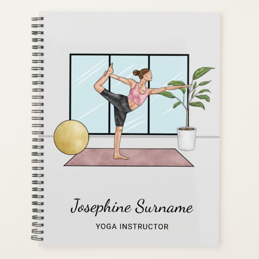 Yoga-instructrice danseres pose leraar aangepaste  planner (Voorkant)