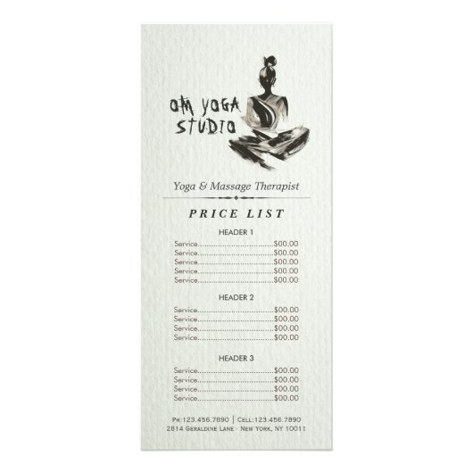 Yoga-instructrice lotushouding penseelstreken reclamekaart (Voorkant)