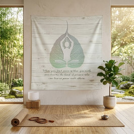 Yoga-instructrice meditatiehouding Bodhi-blad cita Wandkleed