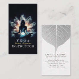 Yoga-instructrice Meditatiehouding Glanzende Mist Visitekaartje