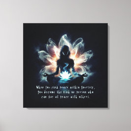 Yoga-instructrice Meditatiehouding Glanzende Nevel Canvas Afdruk