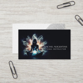 Yoga-instructrice Meditatiehouding Glanzende Nevel Visitekaartje