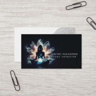 Yoga-instructrice Meditatiehouding Glanzende Nevel Visitekaartje