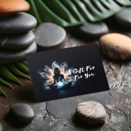Yoga-instructrice meditatiehouding gloeiende mist kortingskaartje