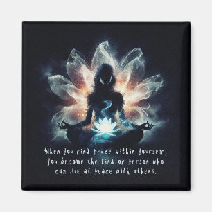 Yoga-instructrice meditatiehouding gloeiende nevel magneet
