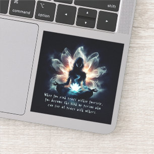 Yoga-instructrice meditatiehouding gloeiende nevel sticker