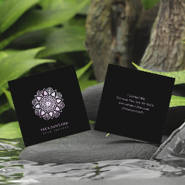 Yoga-instructrice Paarse Holografische Mandala  Vierkante Visitekaartje