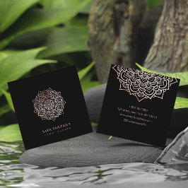 Yoga-instructrice Rose Goud Glitter Mandala  Vierkante Visitekaartje