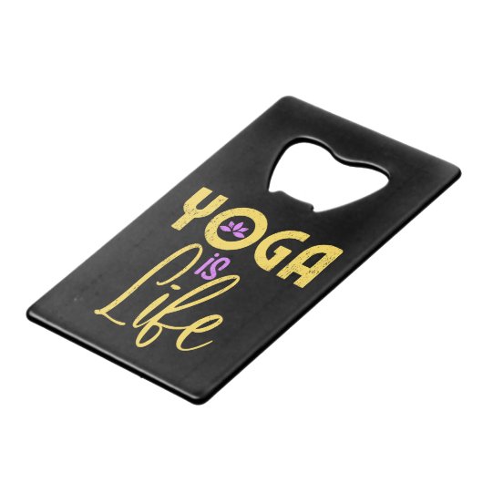 Yoga is een leven-Yoga-medaille Creditkaart Flessenopener (Voorkant Gekanteld)