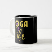 Yoga is een leven-Yoga-medaille Tweekleurige Koffiemok (Voorkant links)