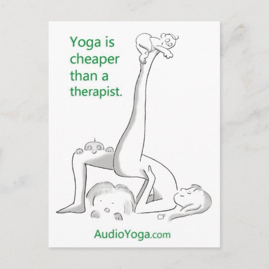 Yoga is goedkoper dan een Therapist Briefkaart (Voorkant)