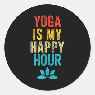 Yoga Is Mijn Gelukkig Uur Meme Vintage Grappige Yo Ronde Sticker