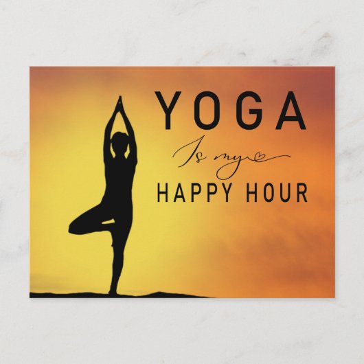 Yoga is mijn happy hour Vrouw die yogahouding doet Briefkaart (Voorkant)
